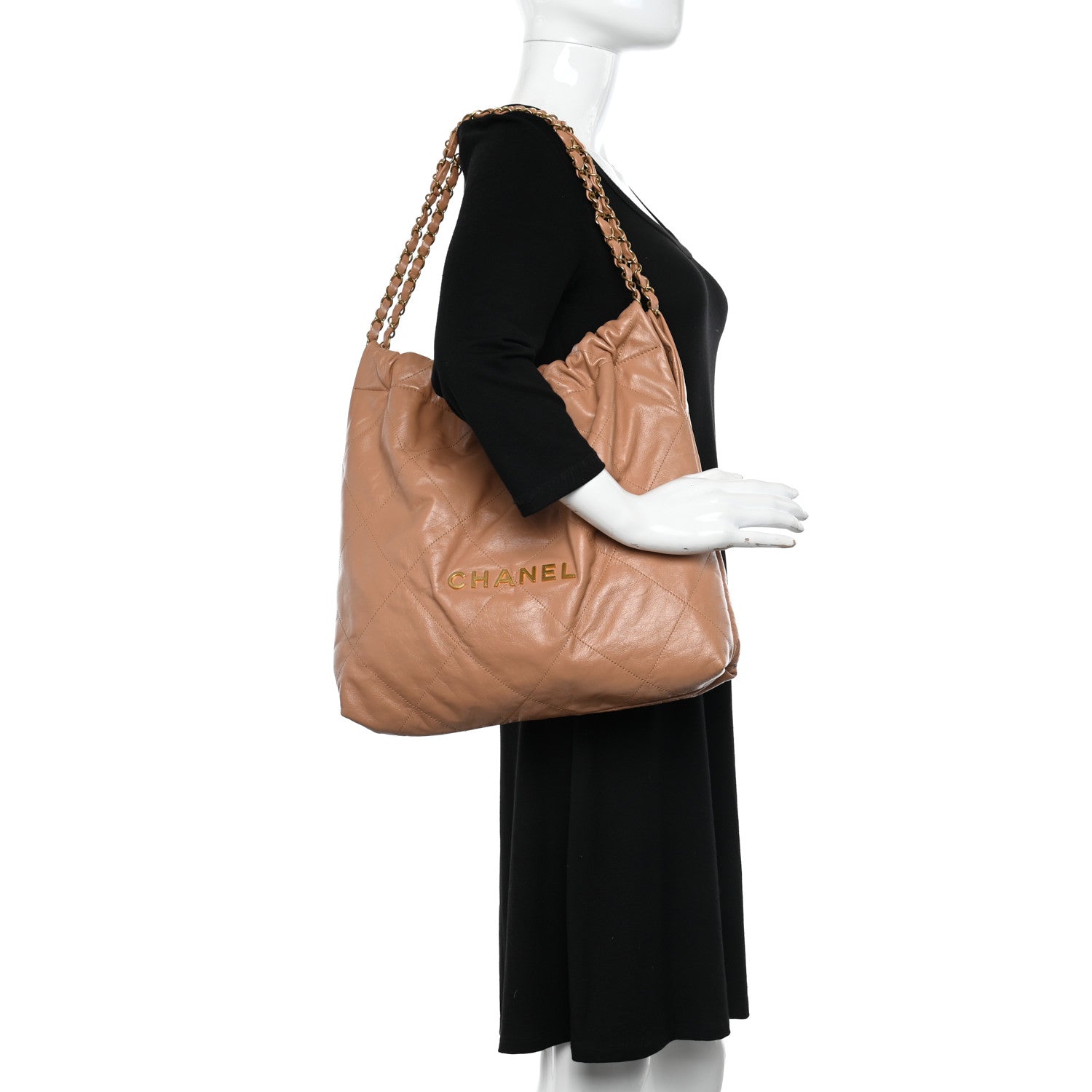 Chanel Shiny Calfskin Quilted Chanel 22 Camel 2 of 11