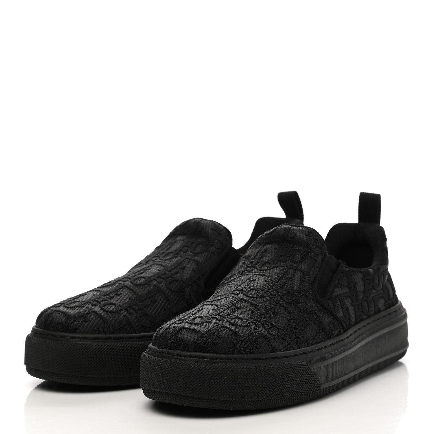Christian Dior Shiny Technical Fabric Oblique Embroidered Womens Solar Slip On Sneakers 36.5 Black 3 of 8