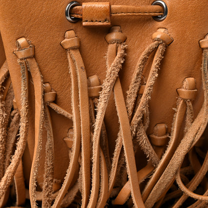 Saint Laurent Calfskin Fringe Monogram Mini Bourse Bucket Bag Tan 16 of 16