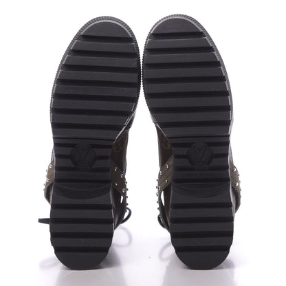 Louis Vuitton Suede Calfskin Monogram Laureate Platform Desert Boots 36.5 Kaki 6 of 9