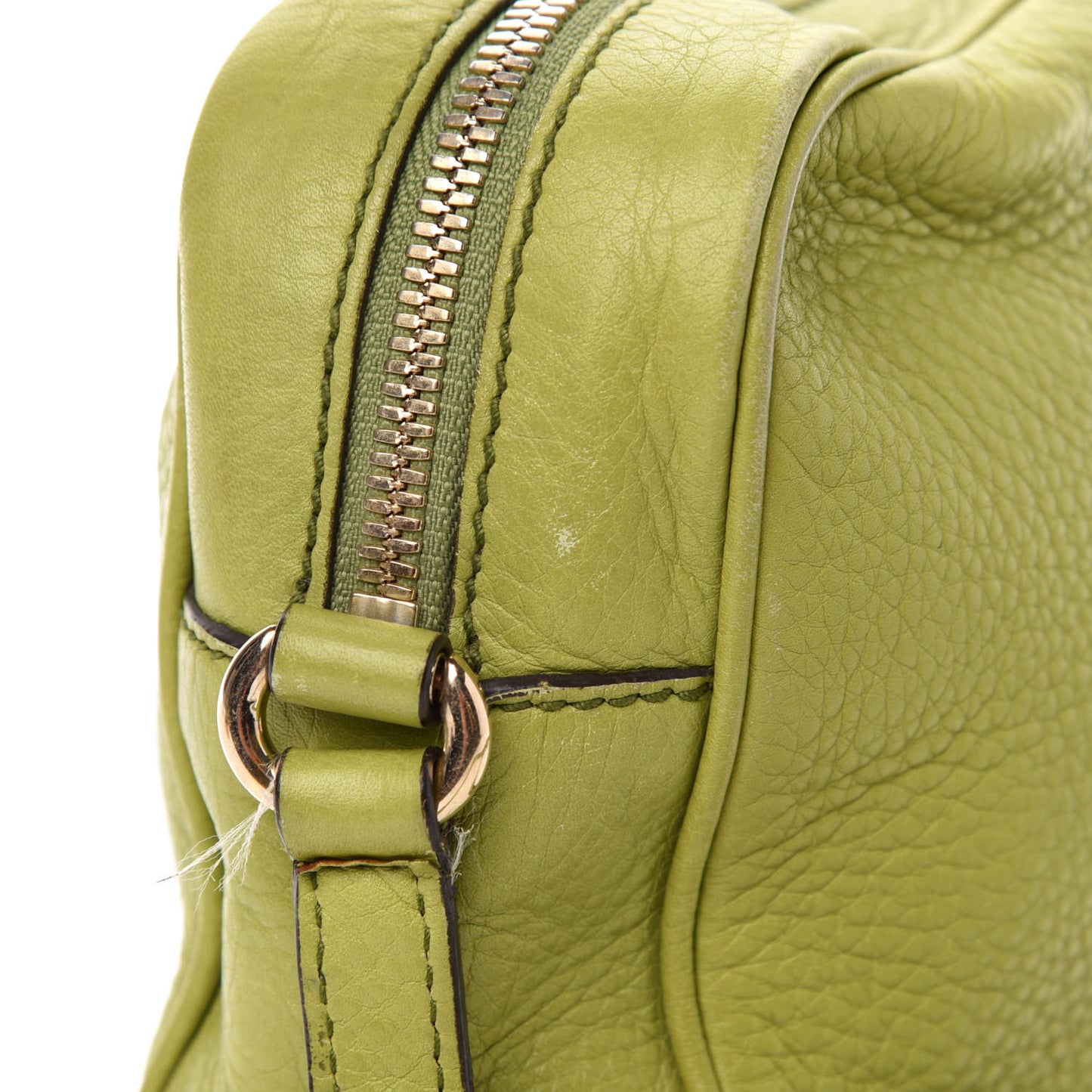 Pebbled Calfskin Small Soho Disco Bag Green