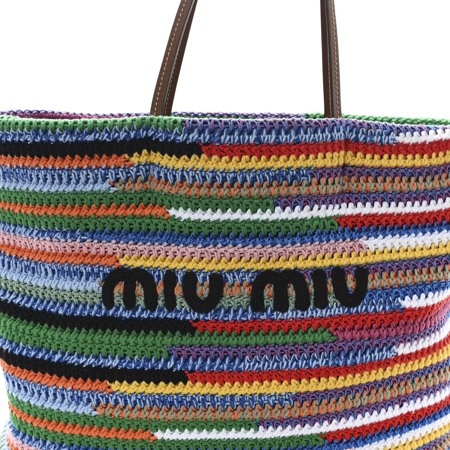 Miu Miu Cotton Crochet Stripe Tote Bag Multicolor 8 of 12