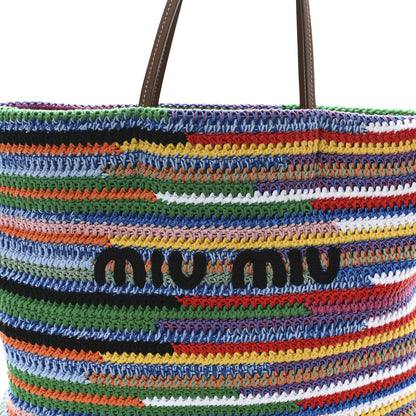 Miu Miu Cotton Crochet Stripe Tote Bag Multicolor 8 of 12