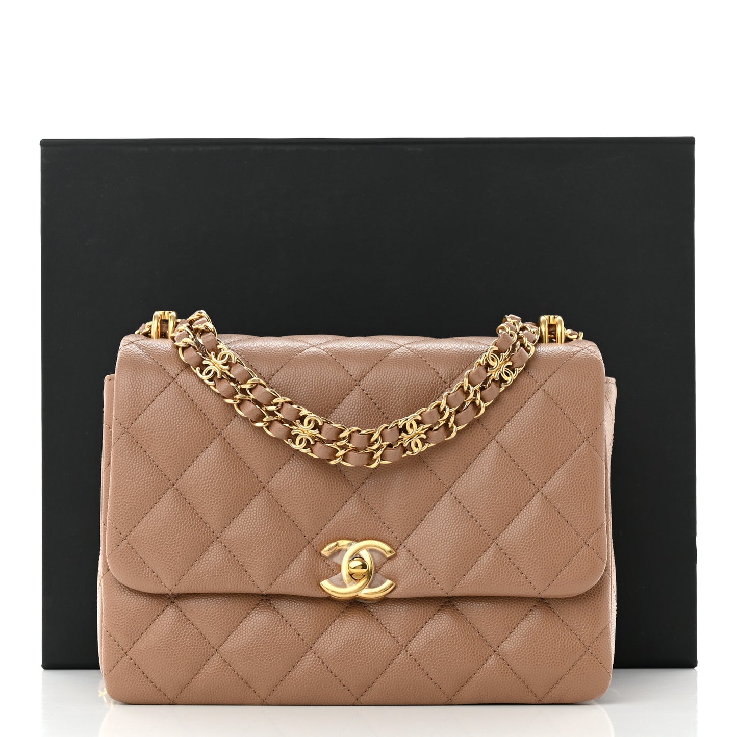 Caviar Quilted Coco First Flap Beige