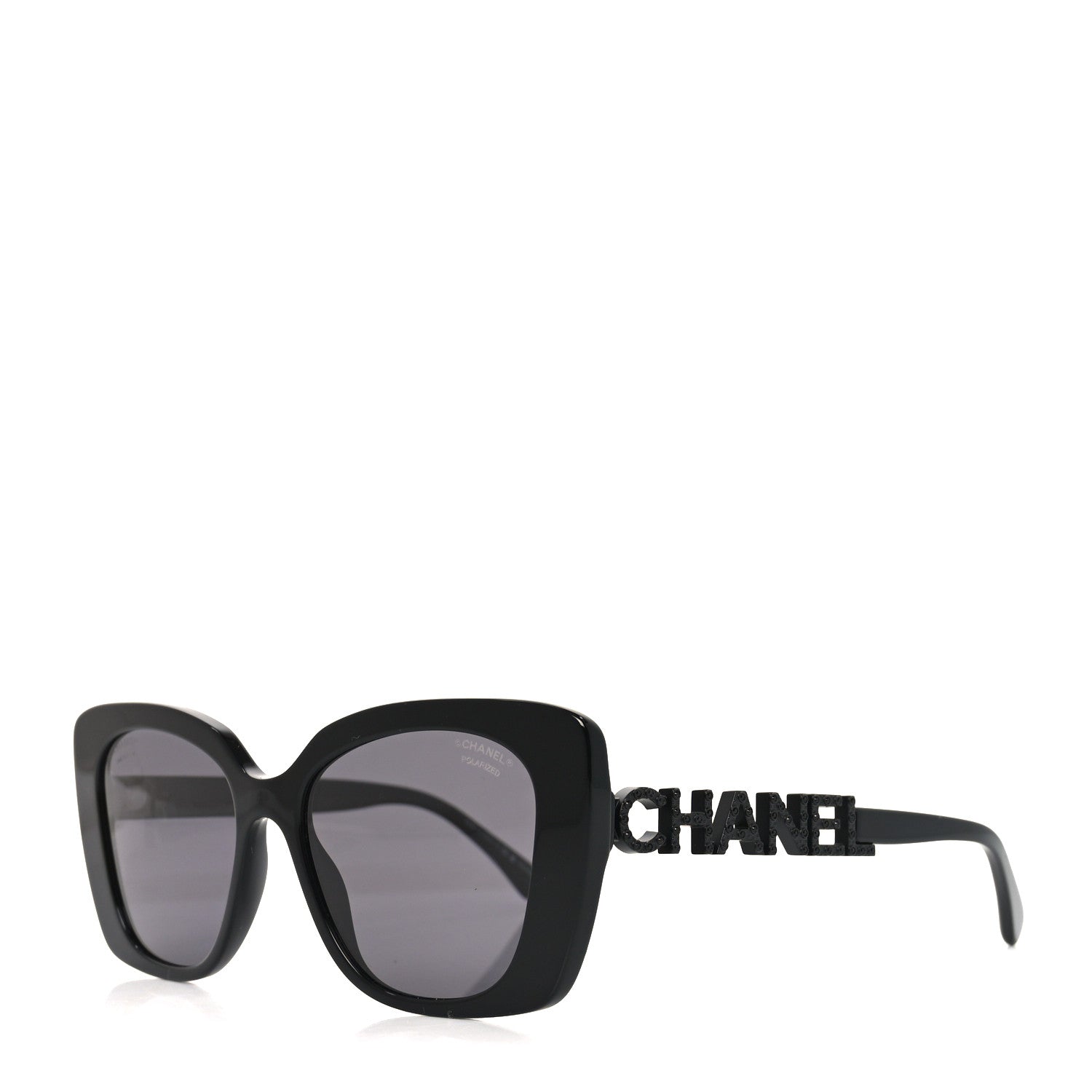 Chanel Acetate Strass Polarized Square Sunglasses 5422-B Black Black 1 of 7