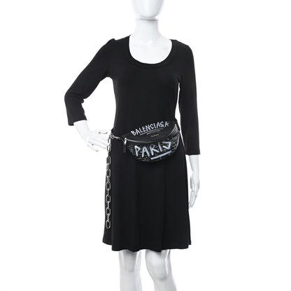 Balenciaga Agneau Arena Graffiti All Over XXS Souvenir Belt Bag Black White 2 of 7