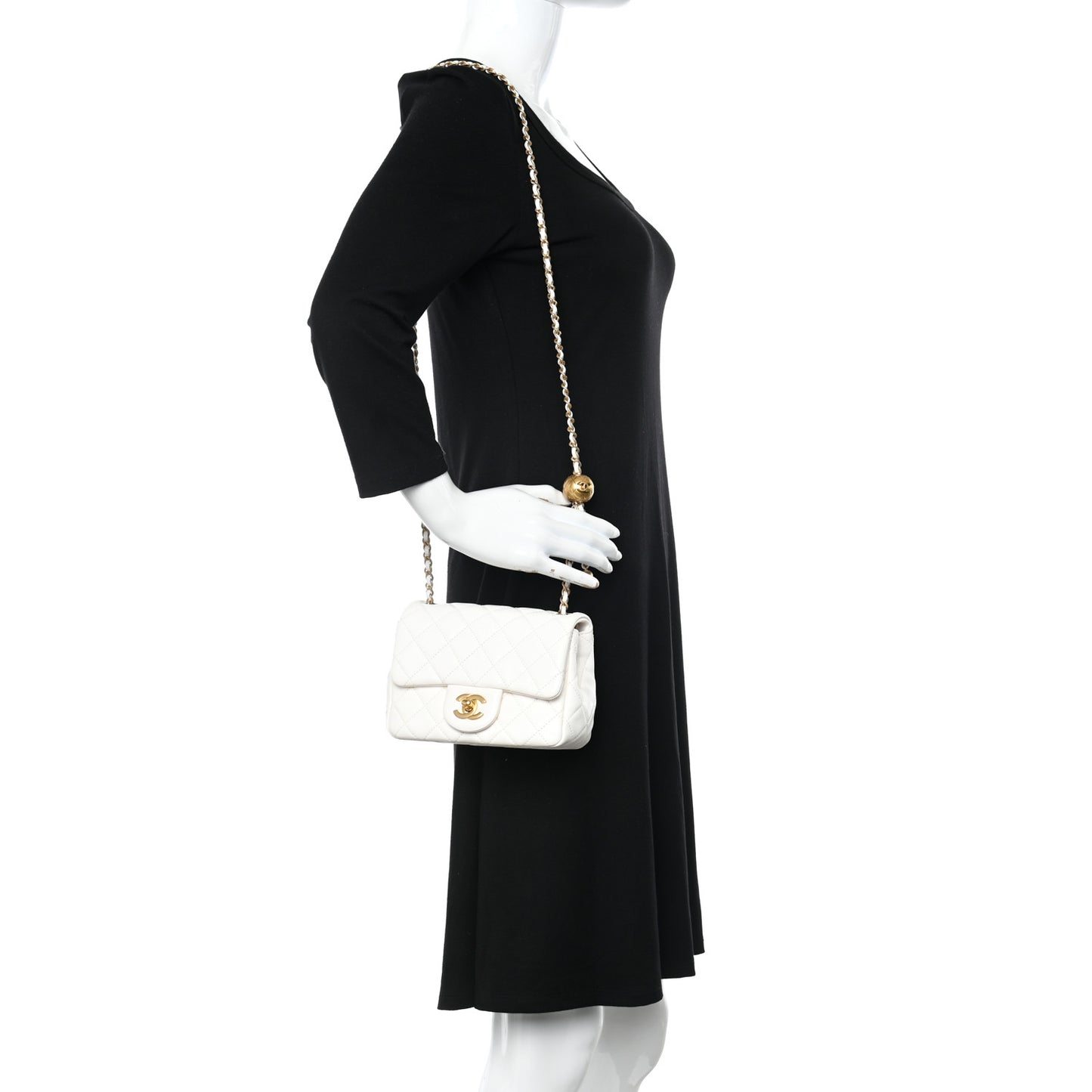 Lambskin Quilted Mini Pearl Crush Flap White