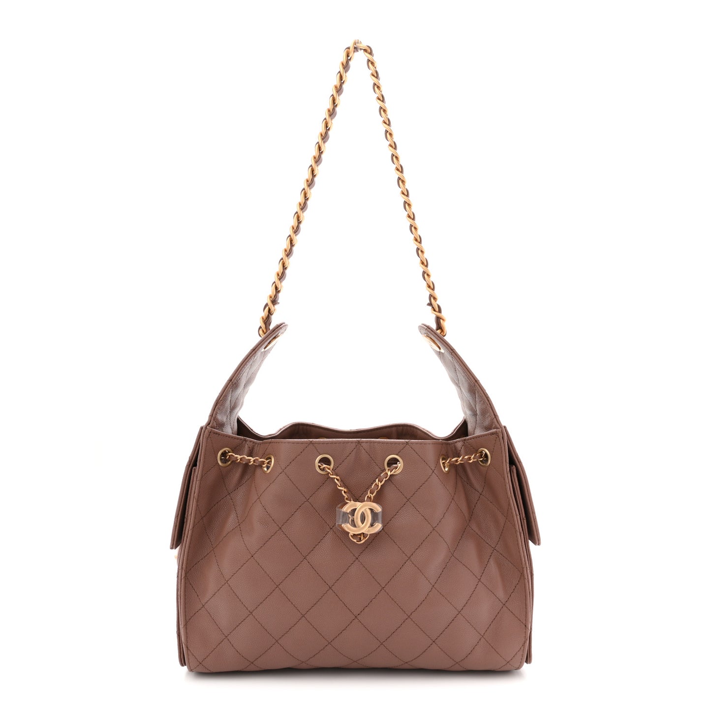 Caviar Quilted Small Chanel 25 Handbag Brown