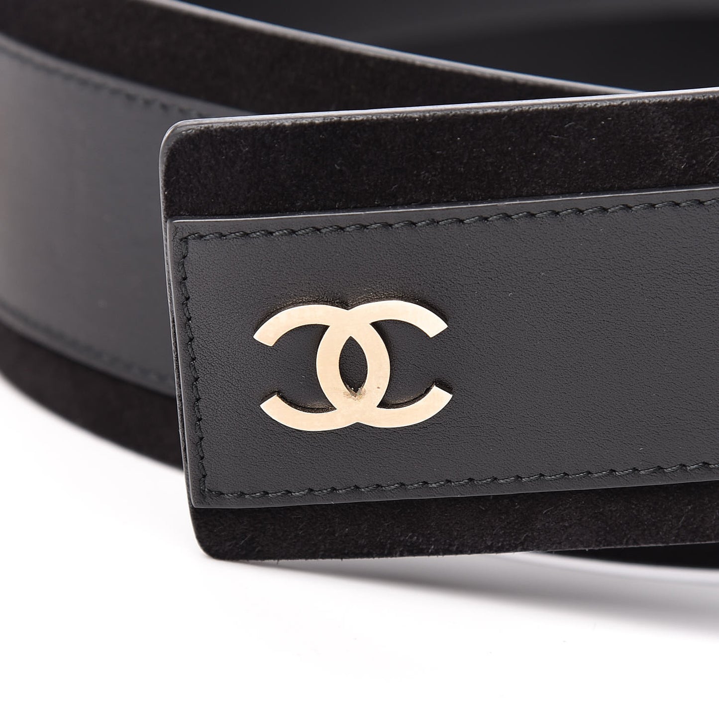 Lambskin Suede Crystal Ring CC Belt 90 36 Black