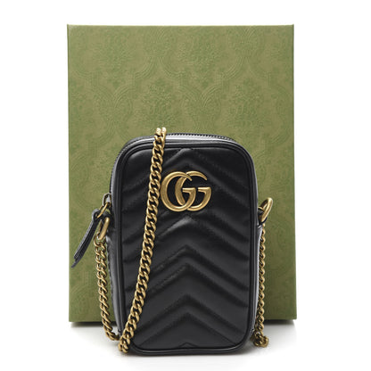 Gucci Calfskin Matelasse Mini GG Marmont Crossbody Bag Black 11 of 11