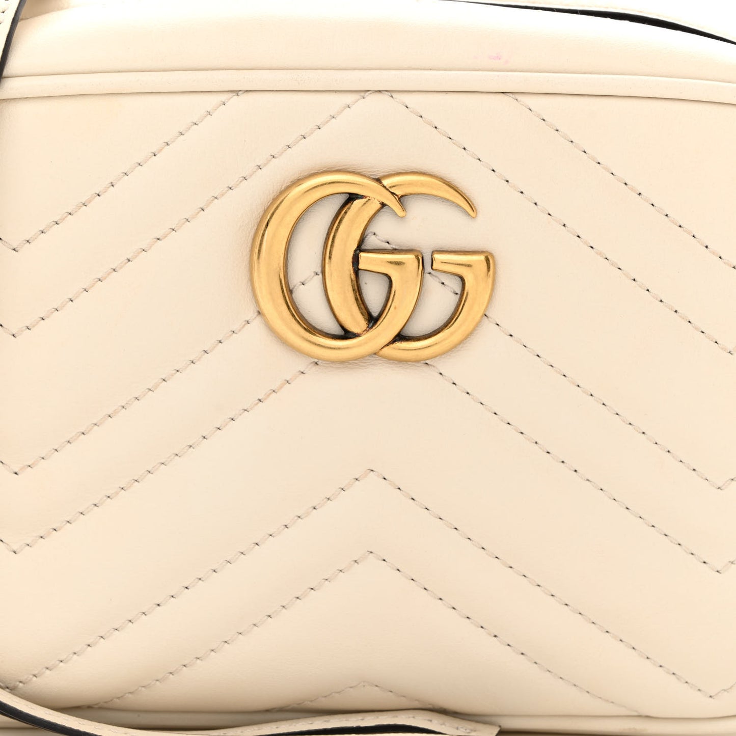 Calfskin Matelasse Mini GG Marmont Chain Shoulder Bag White