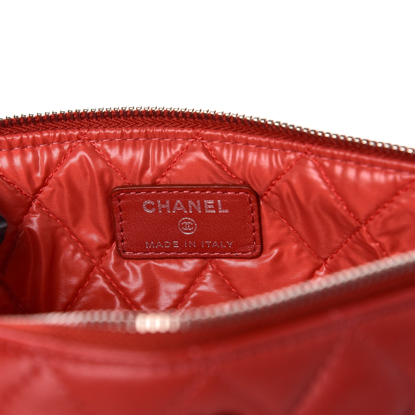 Lambskin Quilted Pouch Cosmetic Case Red