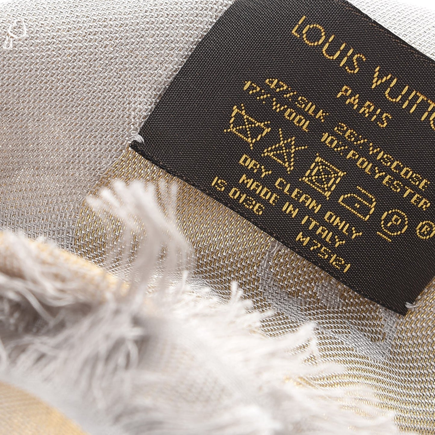 Silk Wool Monogram Shine Shawl Charcoal Greige