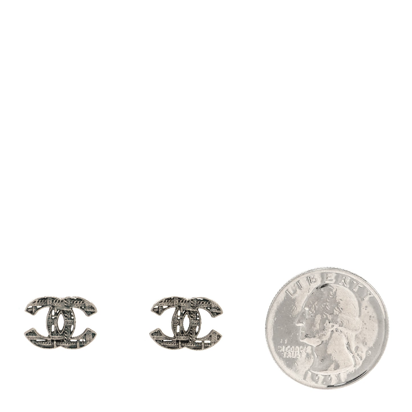 Tweed Effect CC Earrings Silver