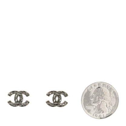 Chanel Tweed Effect CC Earrings Silver 2 of 4