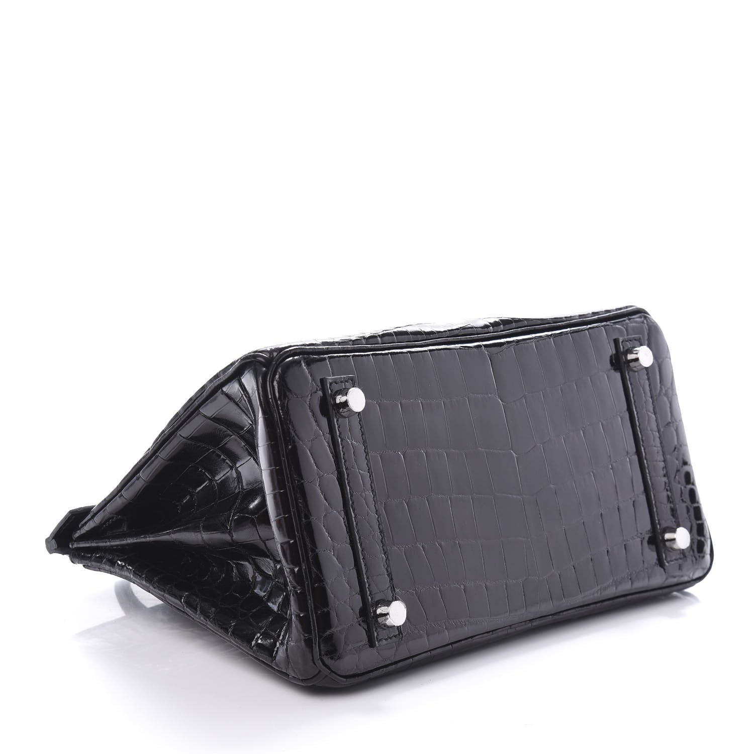 Hermes Shiny Niloticus Crocodile Birkin 25 Black 5 of 37