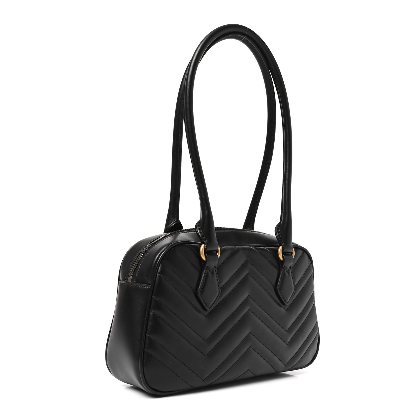 Calfskin Matelasse Small GG Marmont East West Shoulder Bag Black