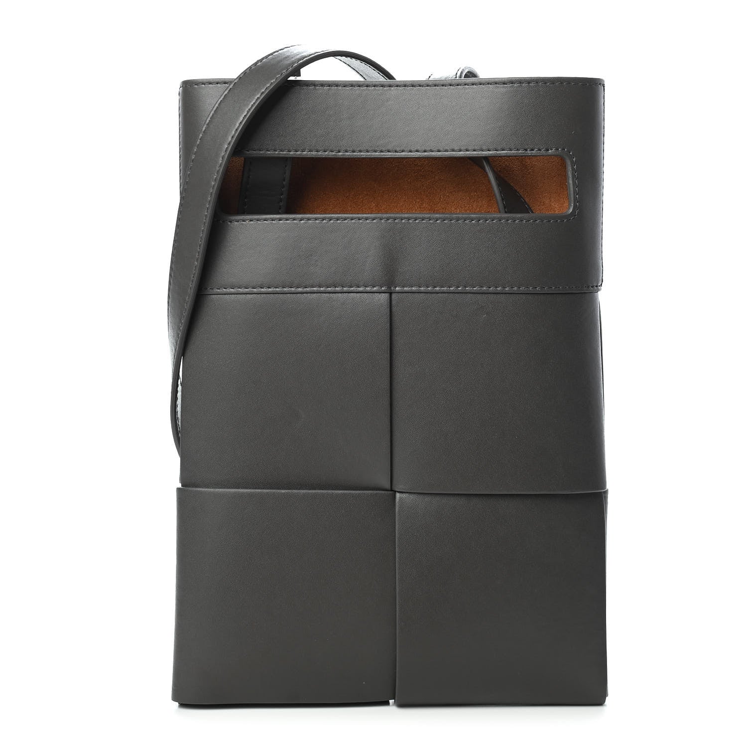 Bottega Veneta Lambskin Maxi Intrecciato Messenger Dark Grey 1 of 9