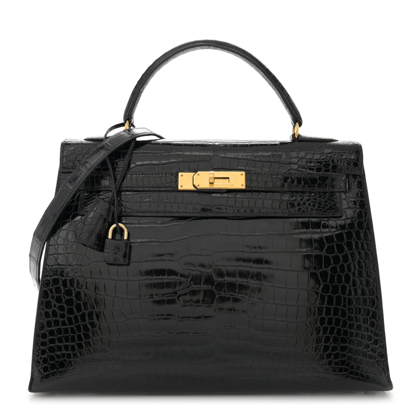 Shiny Porosus Crocodile Kelly Sellier 32 Black