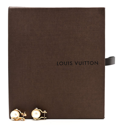 Louis Vuitton Metal Pearl LV Speedy Earrings Gold 3 of 7