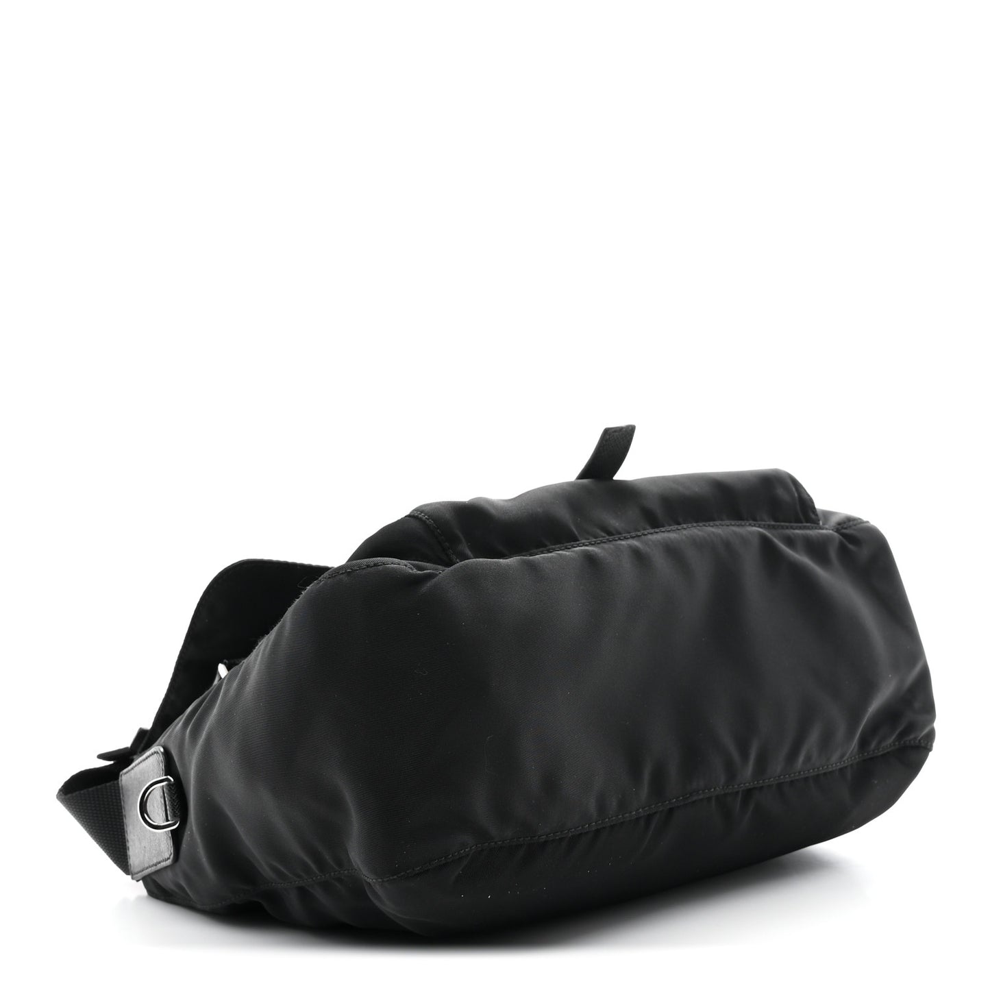 Nylon Vela Saffiano Single Buckle Messenger Shoulder Bag Black