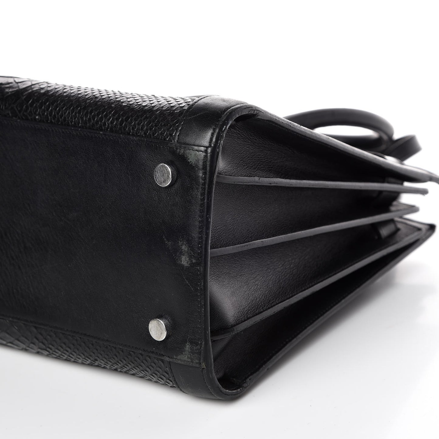 Python Calfskin Embossed Small Sac de Jour Black