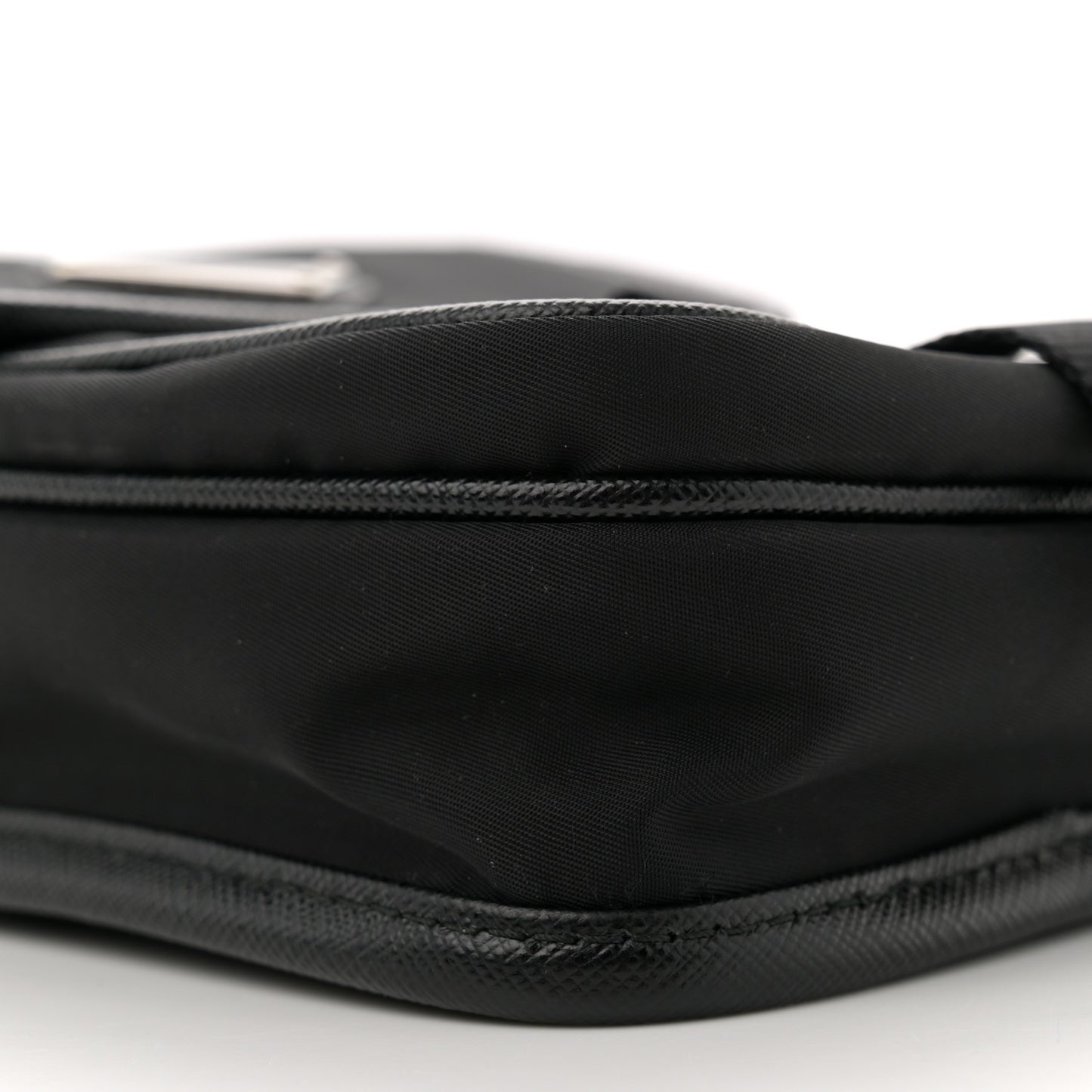 Re-Nylon Saffiano Mini Pocket Single Snap Buckle Messenger Bag Black