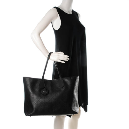 Christian Dior Coated Canvas Cannage Large Panarea Shopping Tote Black 2 of 7