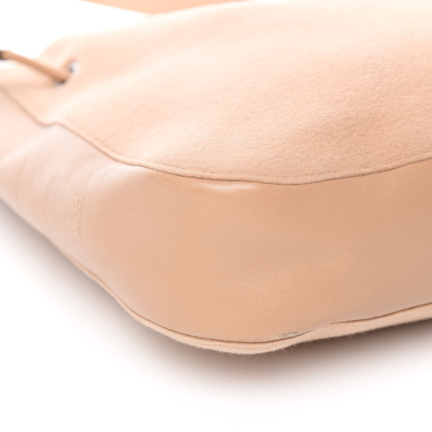 Felt Calfskin Drawstring Small Drawstring Shoulder Bag Beige