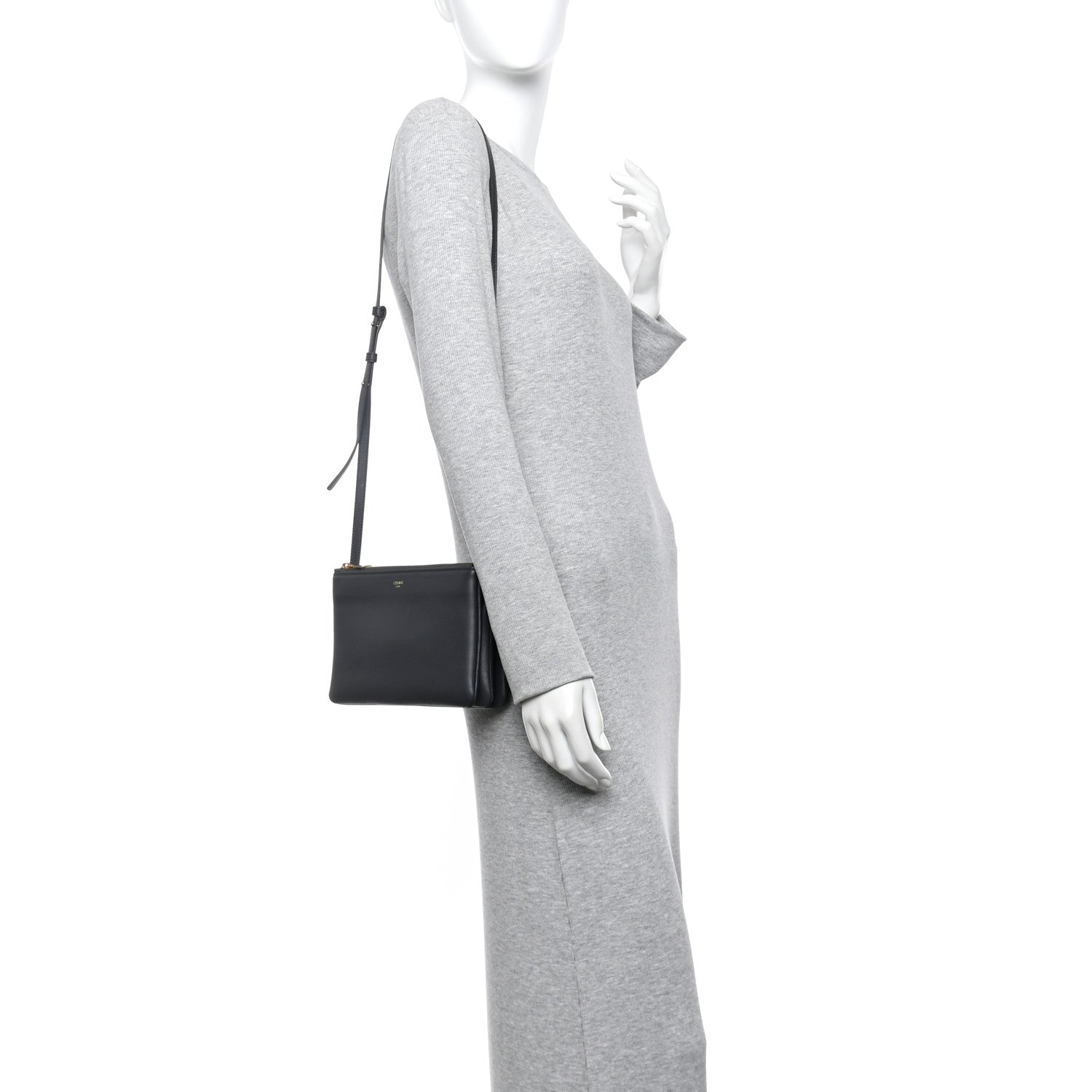 Celine Lambskin Small Trio Crossbody Bag Medium Grey 2 of 12