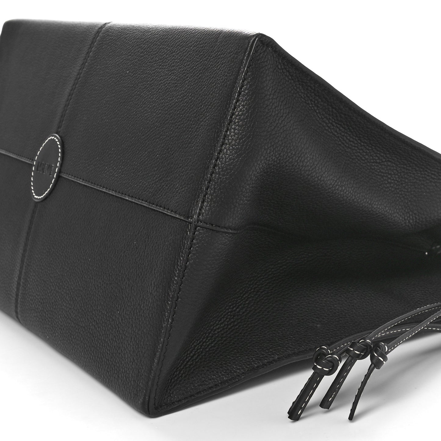 Grained Calfskin Small Cushion Tote Black