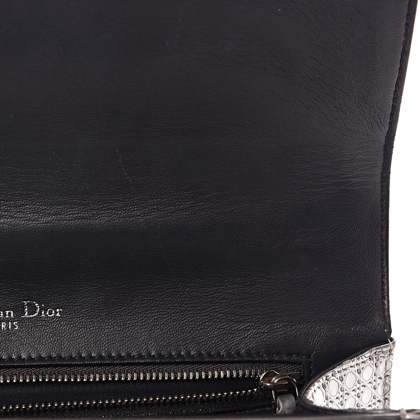 Metallic Patent Micro-Cannage Medium Diorama Flap Bag Silver