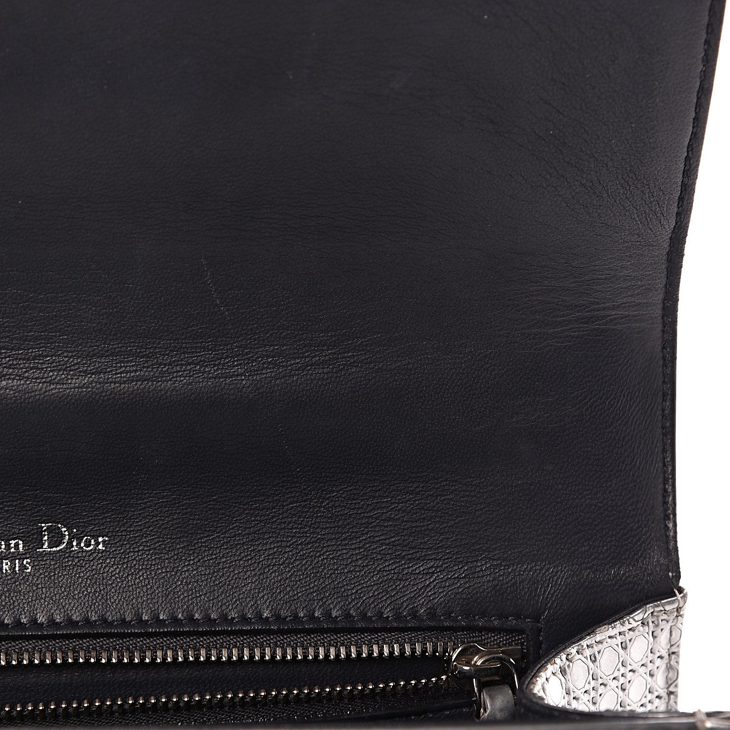 Christian Dior Metallic Patent Micro-Cannage Medium Diorama Flap Bag Silver 11 of 15
