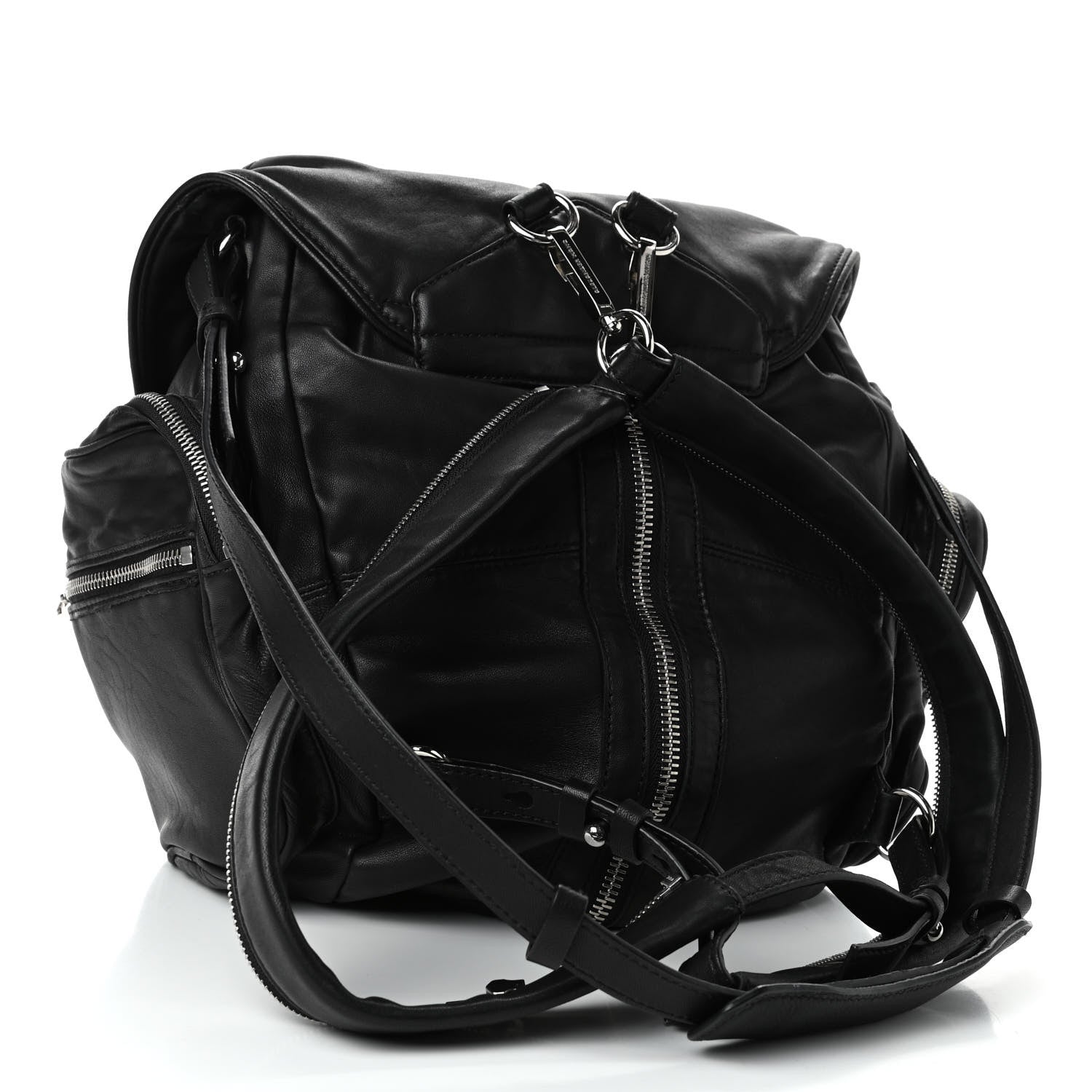 Alexander Wang Lambskin Marti Backpack Bag Washed Black Rhodium Hardware 2 of 4