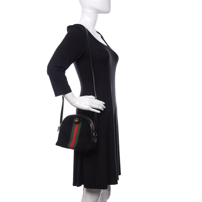 Gucci Suede Patent Web GG Small Ophidia Dome Shoulder Bag Black 2 of 10