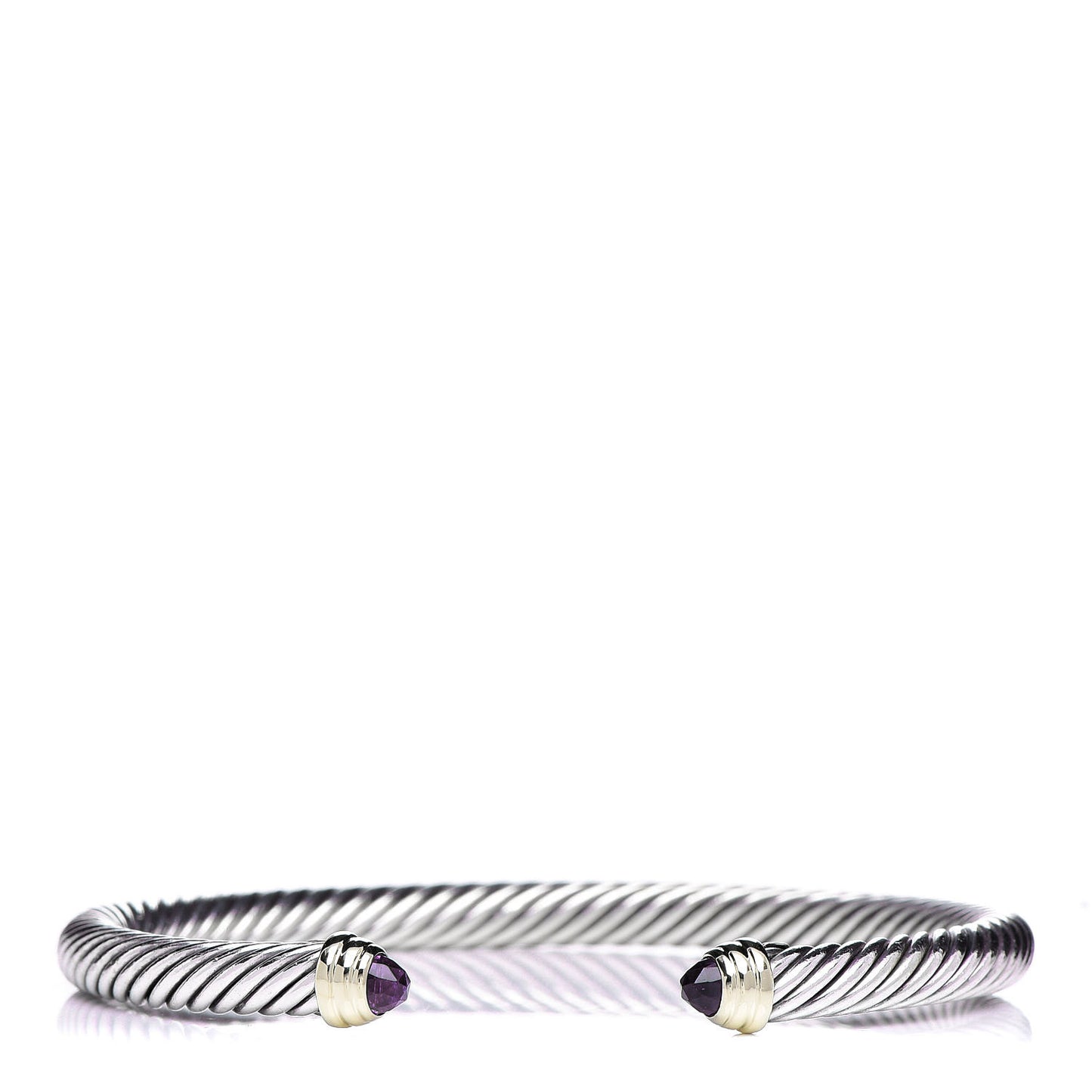 Sterling Silver 14K Yellow Gold Amethyst 5mm Cable Classics Petite Color Bracelet