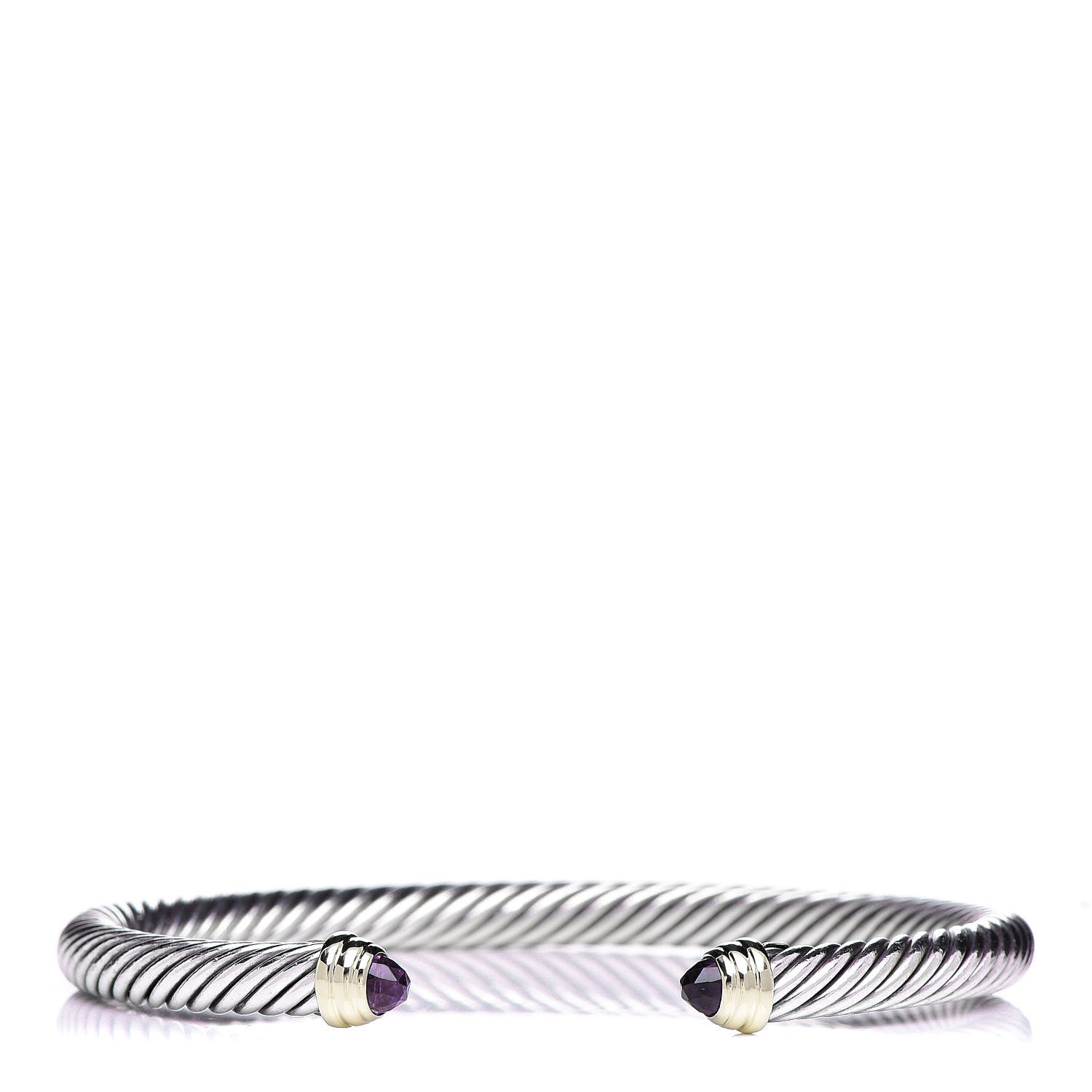 David Yurman Sterling Silver 14K Yellow Gold Amethyst 5mm Cable Classics Petite Color Bracelet 1 of 5