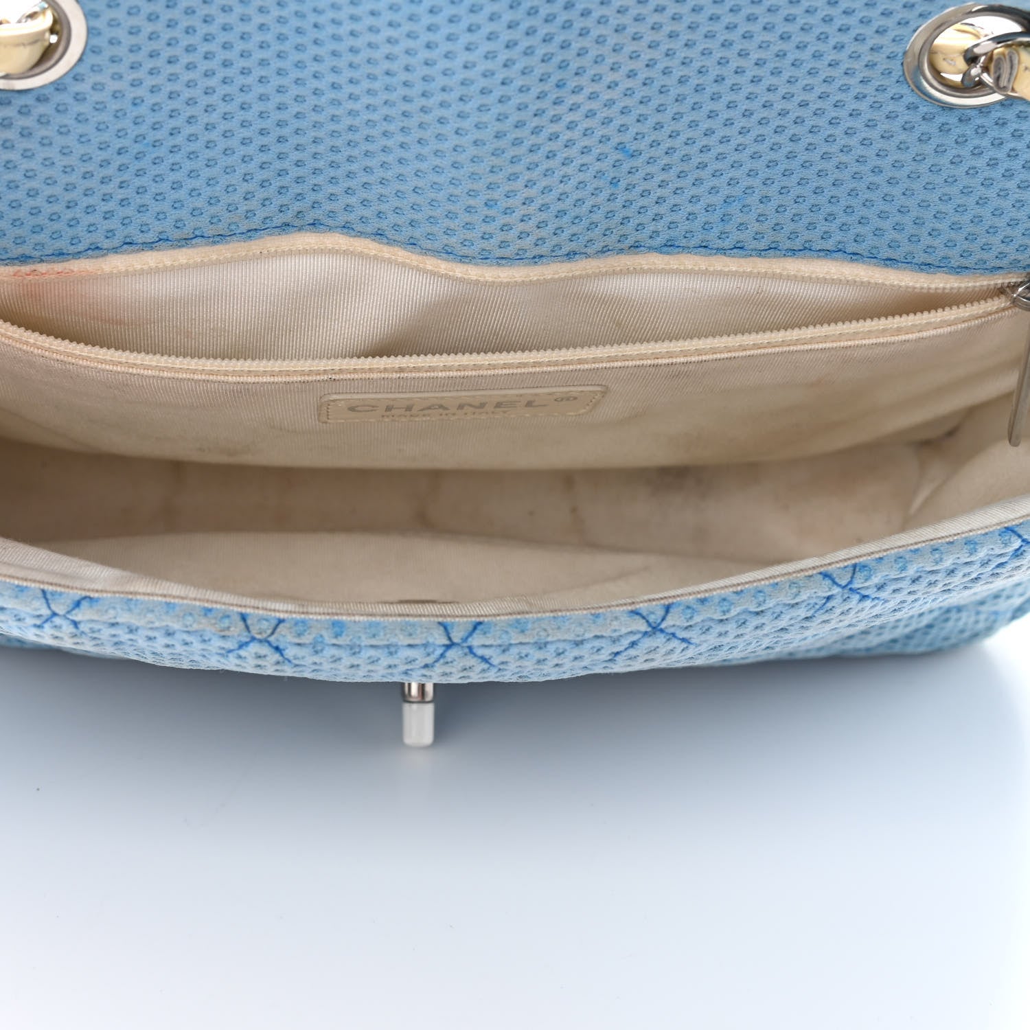 Chanel Neoprene Quilted Medium Single Flap Blue 5 of 10