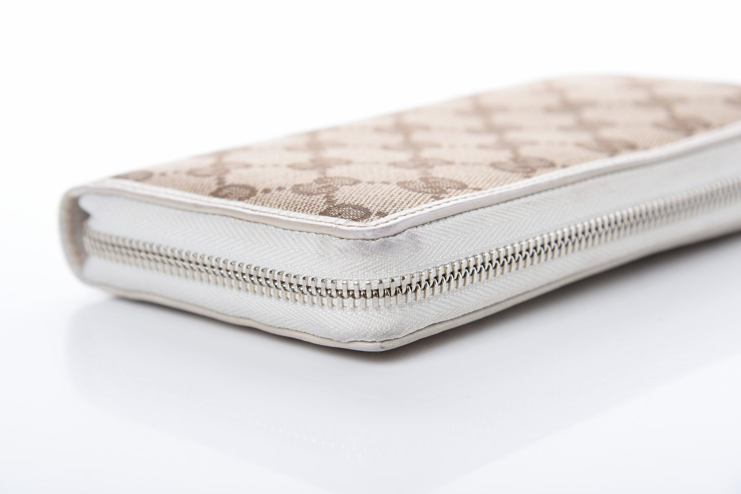 Monogram Large Twins Zip Around Wallet Beige Ebony White