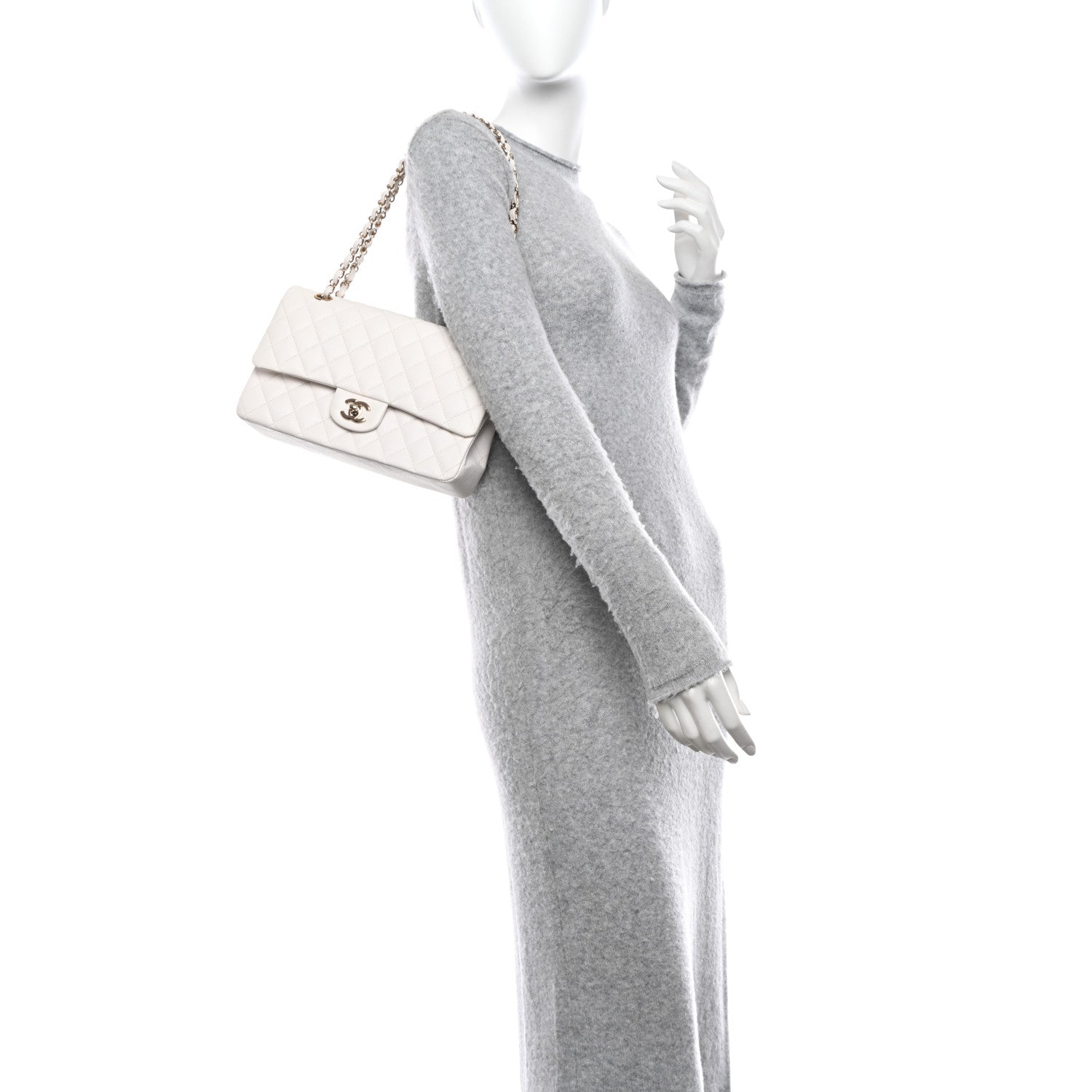 Chanel Caviar Quilted Medium Double Flap White 2 of 10