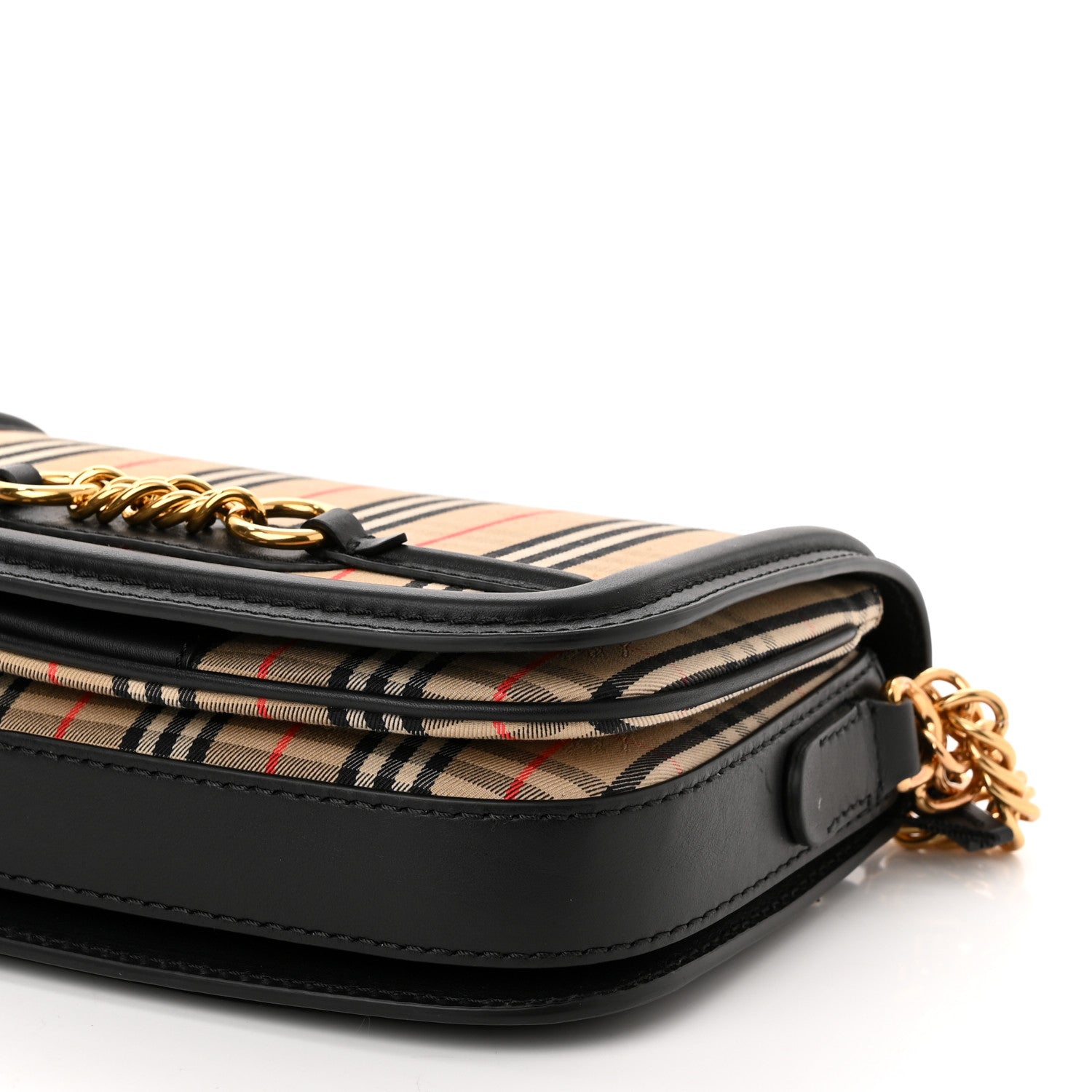Burberry Smooth Calfskin 1983 Knight Check Link Shoulder Bag Black 9 of 10