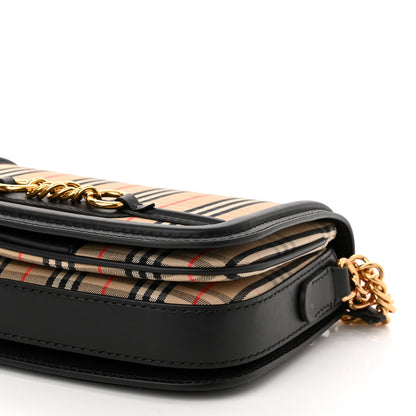 Burberry Smooth Calfskin 1983 Knight Check Link Shoulder Bag Black 9 of 10