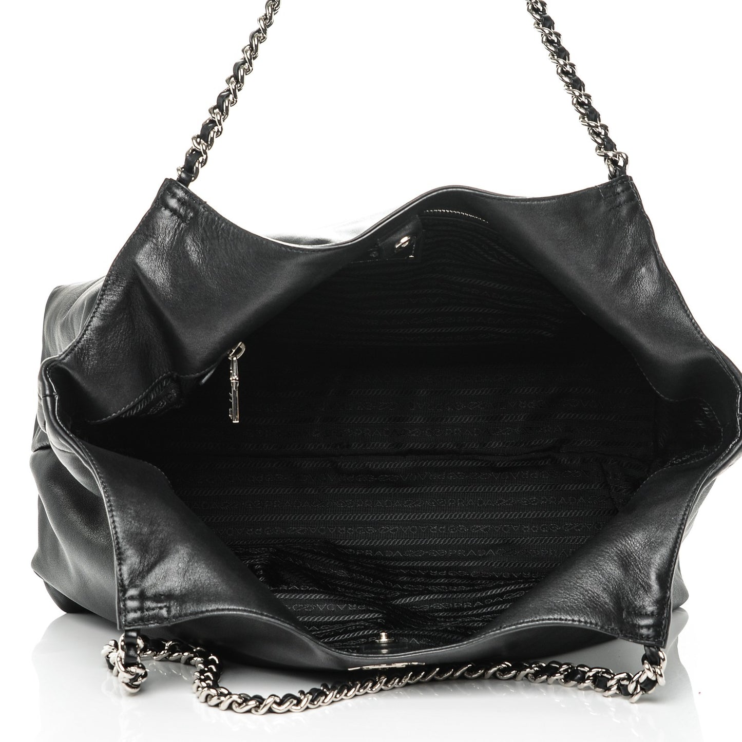 Soft Calf Chain Tote Nero Black