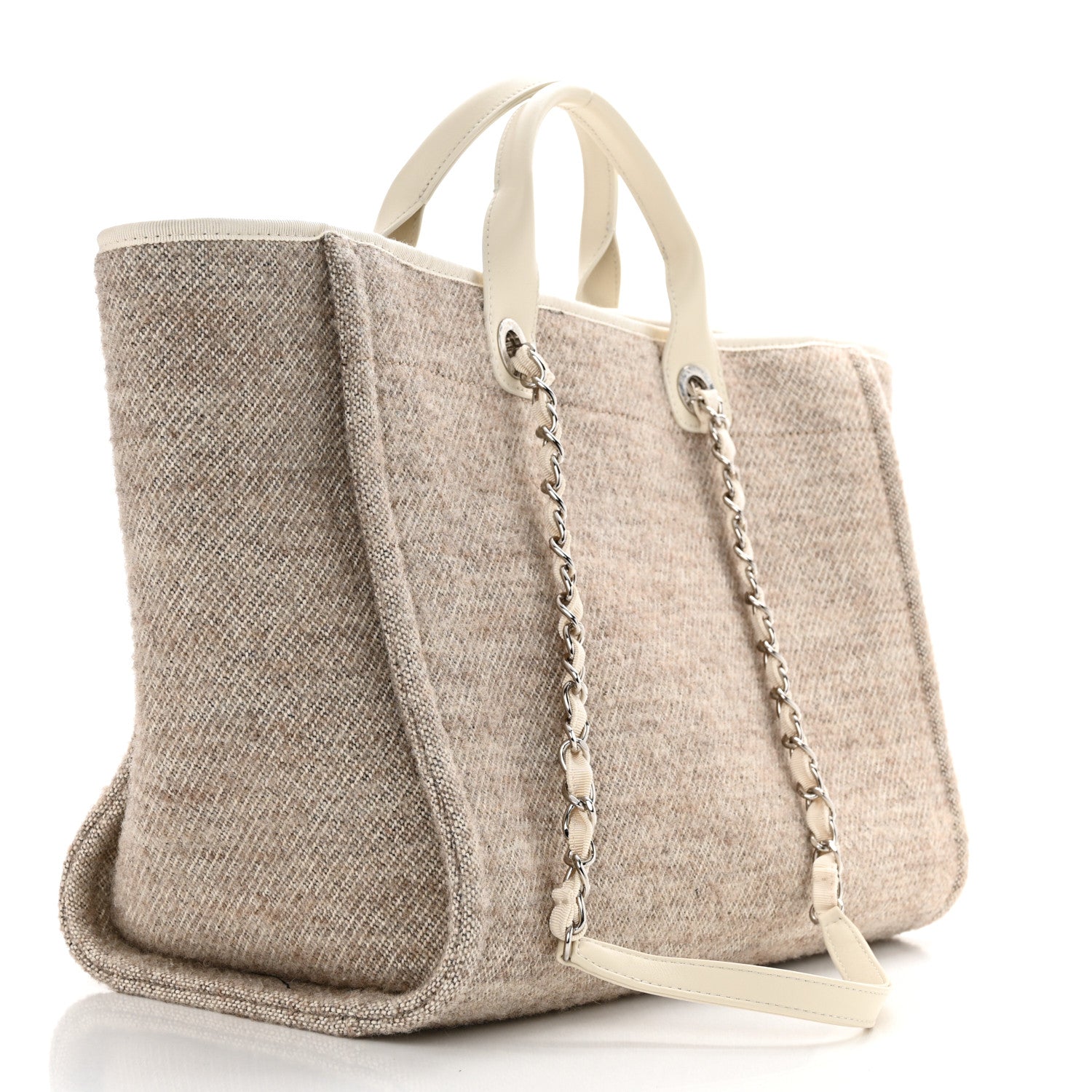 Chanel Mixed Fibers Calfskin Medium Deauville Tote Beige 2 of 10