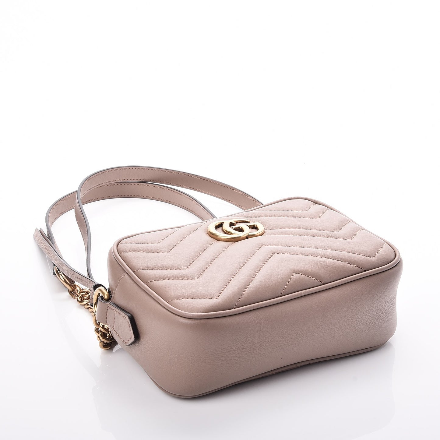 Calfskin Matelasse Mini GG Marmont Chain Shoulder Bag Nude