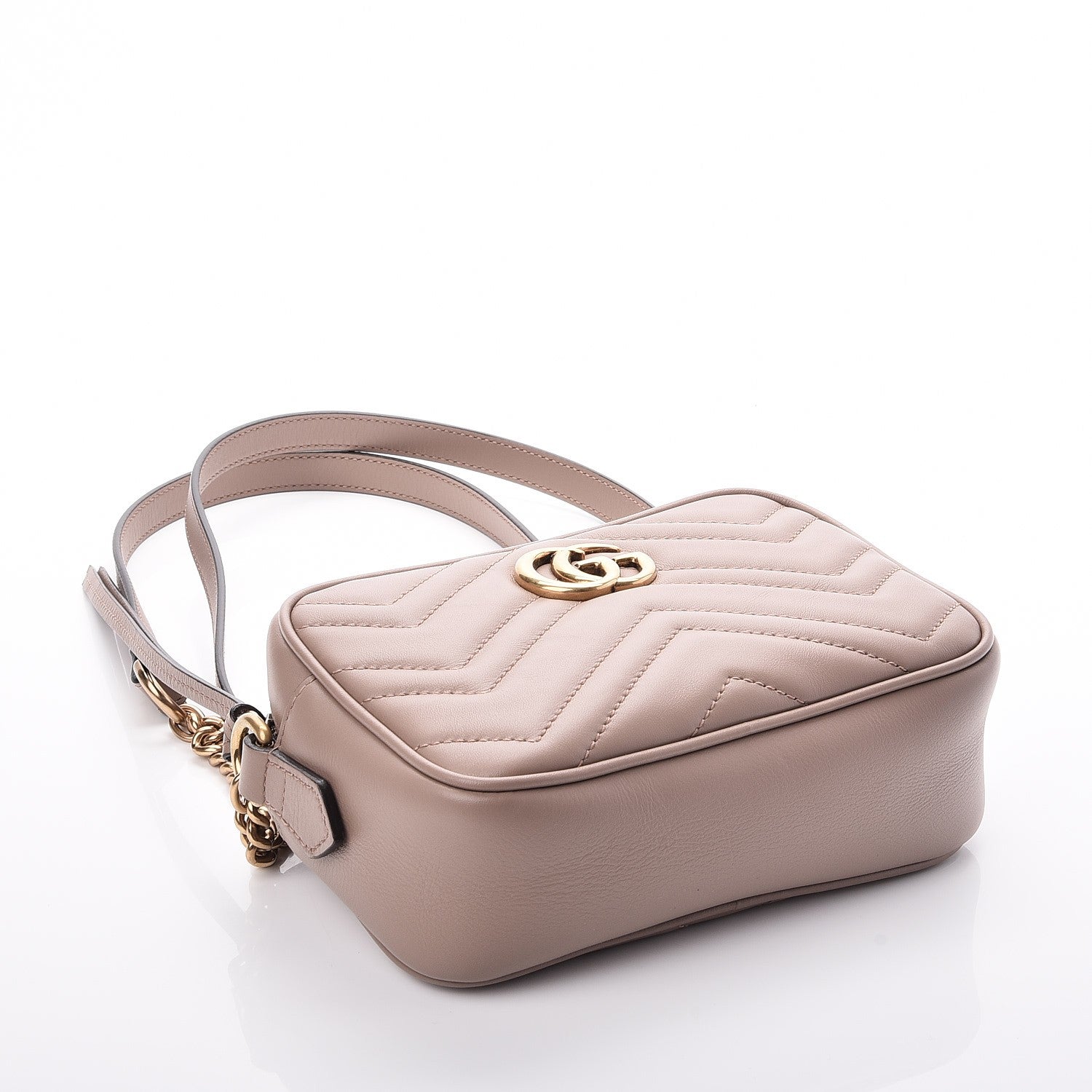 Gucci Calfskin Matelasse Mini GG Marmont Chain Shoulder Bag Nude 4 of 8