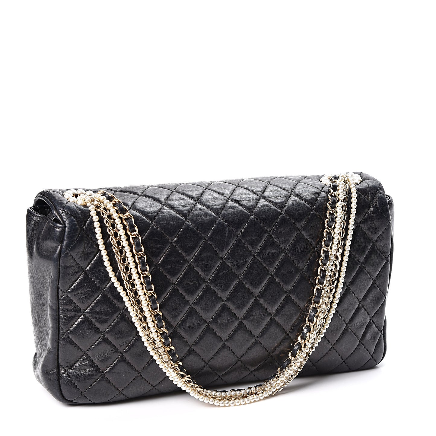 Lambskin Quilted Medium Westminster Pearl Flap Black