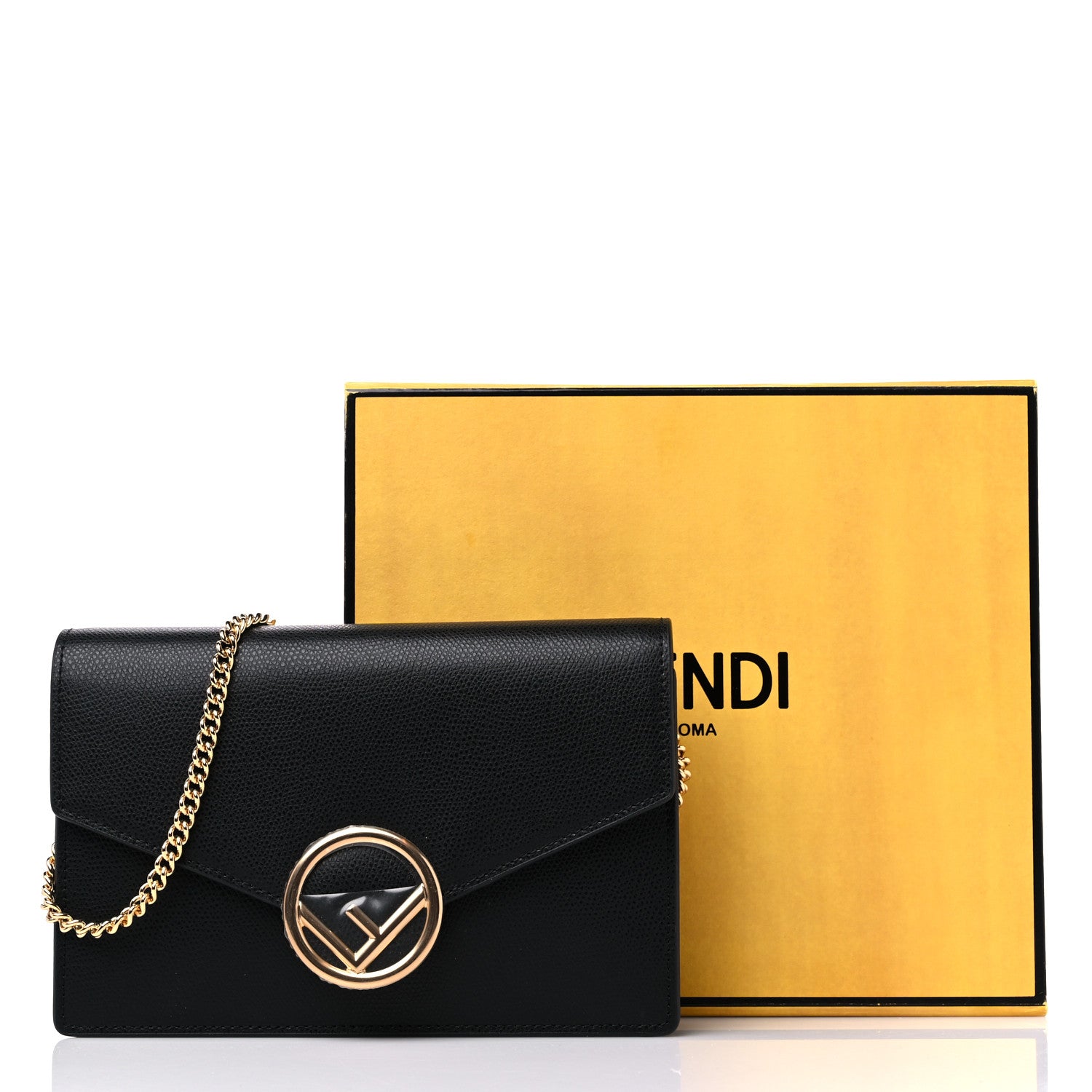 Fendi Vitello Cruise F is Fendi Medium Envelope Wallet on Chain Black 10 of 10