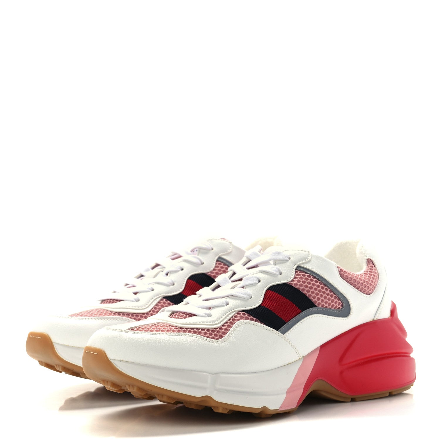 Gucci Lavaredo Eco Fabric Mesh Web Womens Rhyton Reflective Sneakers 39.5 Great White Water Rose Silver 3 of 9