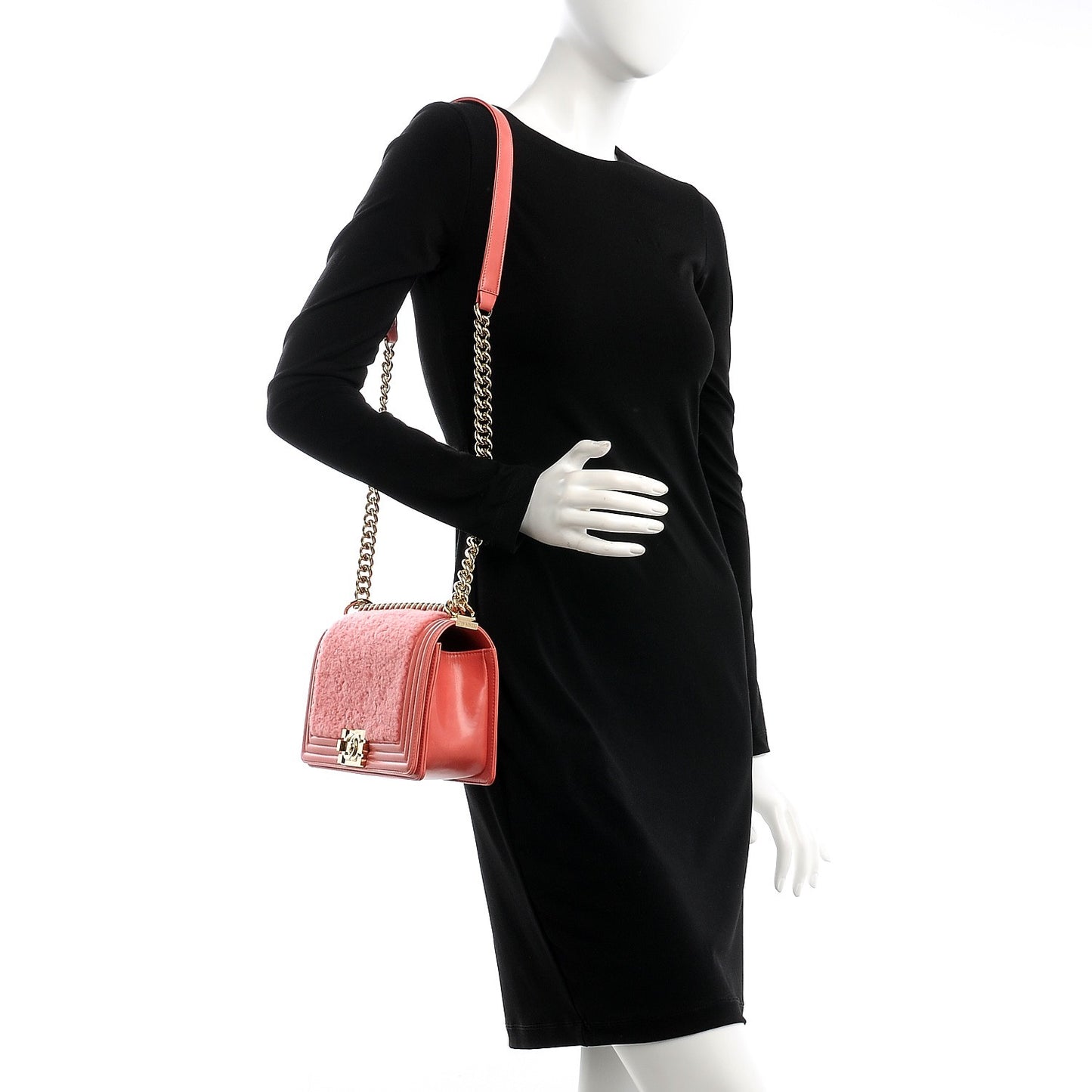 Shearling Sheepskin Medium Boy Flap Pink